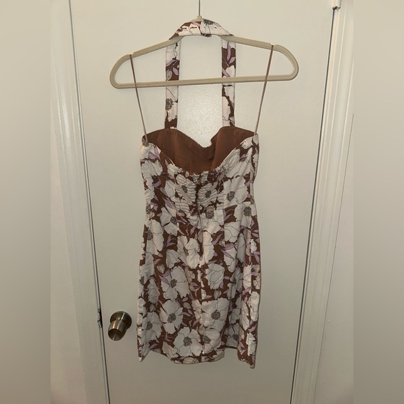 ABERCROMBIE & FITCH Floral Brown and White Women's Dress - Picture 2 of 3